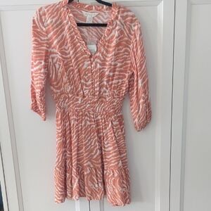 Women's Zebra Print Mini Dress - Orange and White